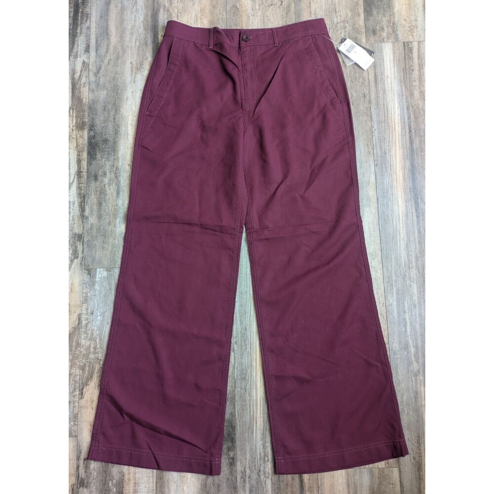 Ralph Lauren women's Canvas Wide-Leg Pants size 8 Pinot Noir Burgundy 31" High R